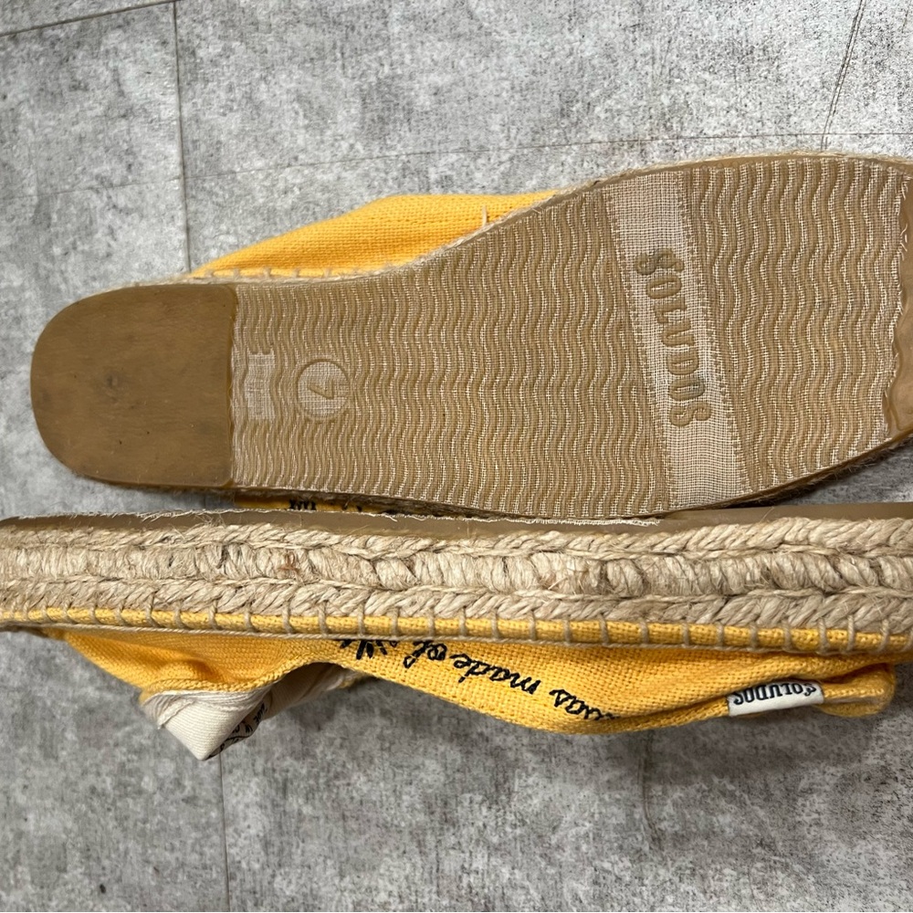 Soludos Yellow Canvas Espadrille Slip-On with Sun Embroidery